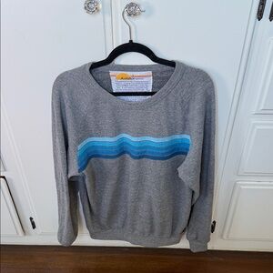 Aviator nation 5 stripe relaxed crew sweatshirt